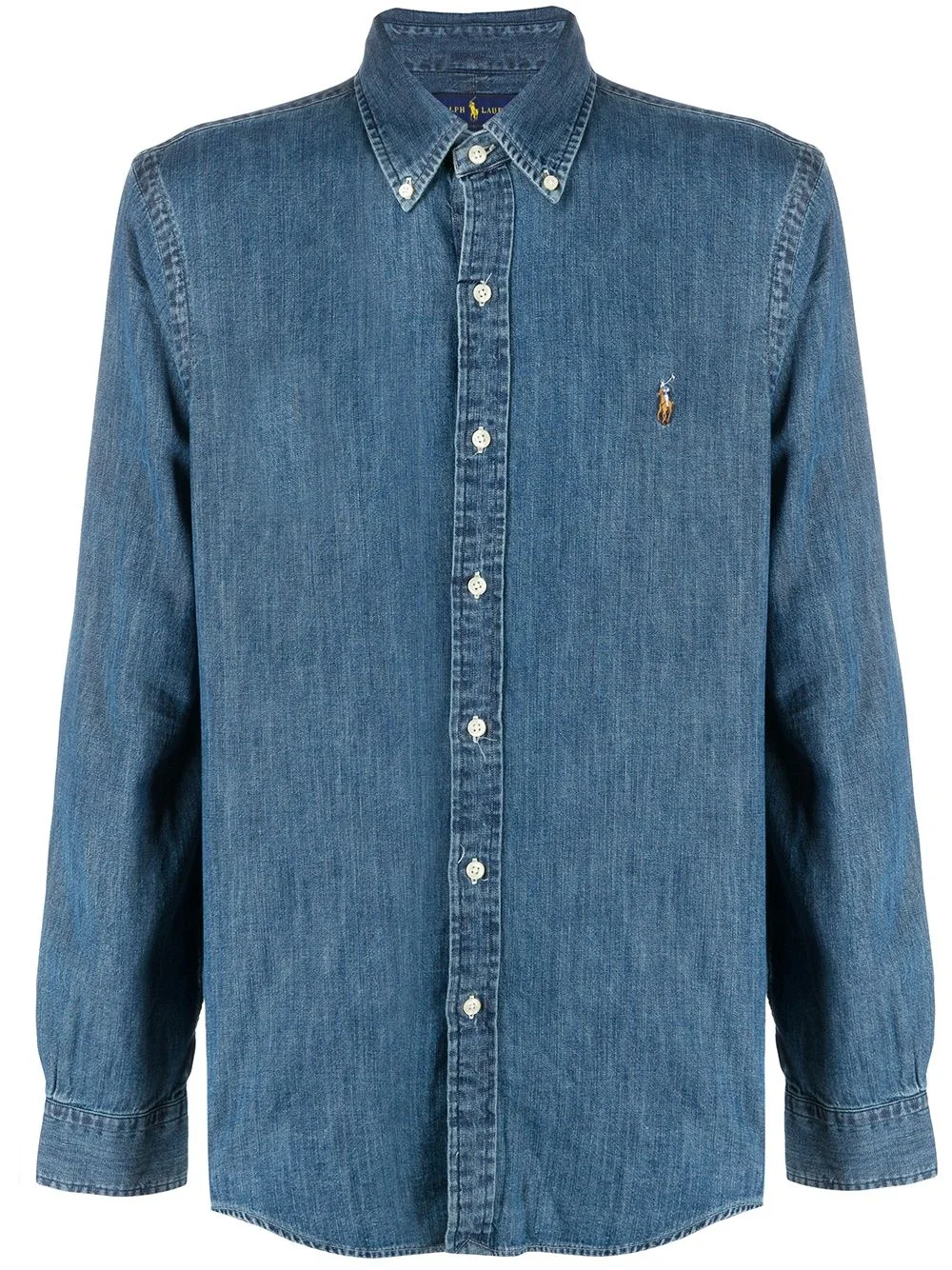 button-down logo denim shirt - 1