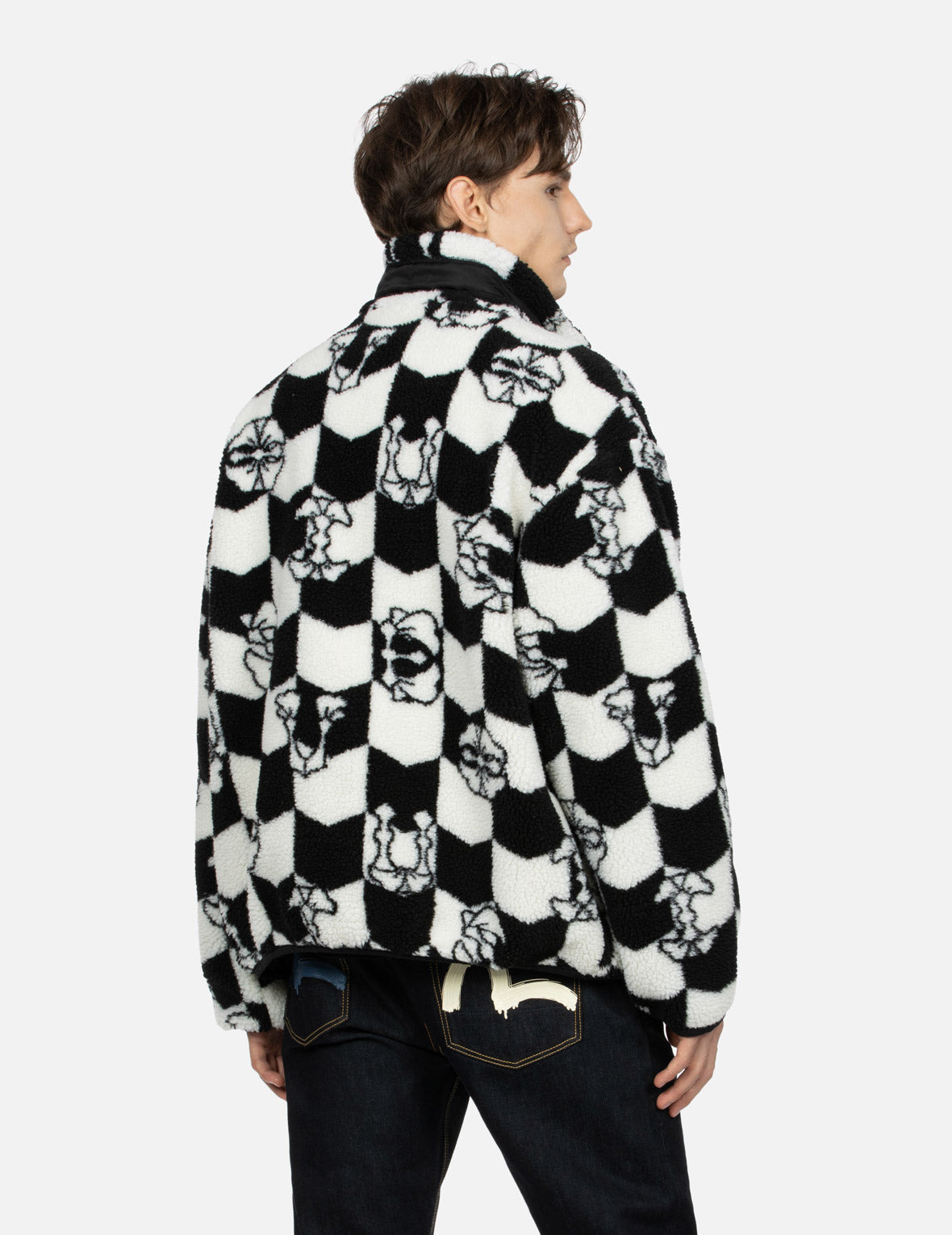 MONOGRAM JACQUARD RELAX FIT ZIPPED SHERPA JACKET - 8