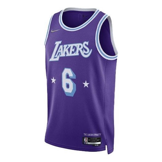 Men's Nike NBA Retro Basketball Jersey/Vest SW Fan Edition Los Angeles Lakers Lebron James No. 6 Pur - 1