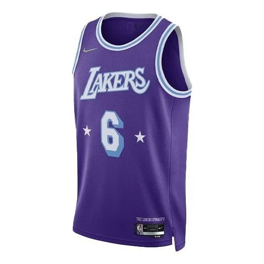 Men's Nike NBA Retro Basketball Jersey/Vest SW Fan Edition Los Angeles Lakers Lebron James No. 6 Pur - 1