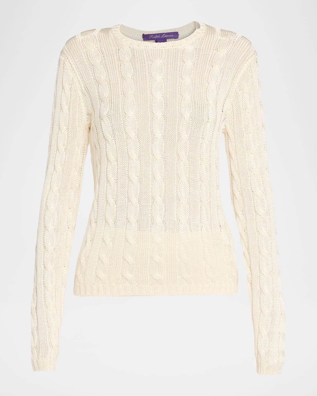 Cable-Knit Silk Crewneck Sweater - 1