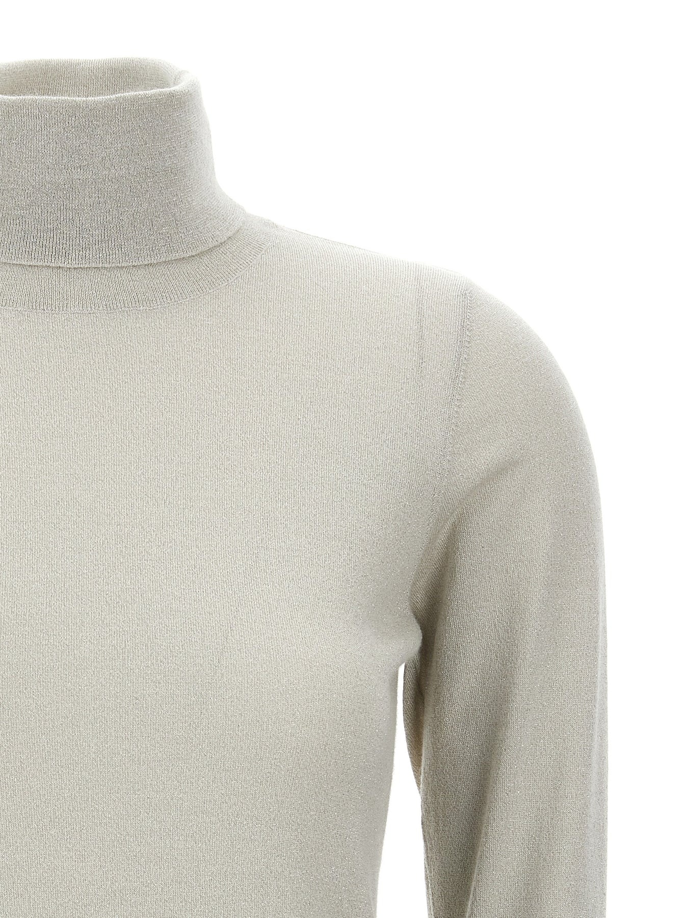 Lurex Turtleneck Sweater, Cardigans White - 3