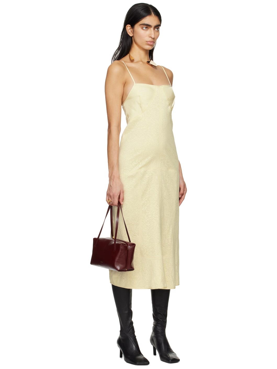 Yellow Square Neck Midi Dress - 2