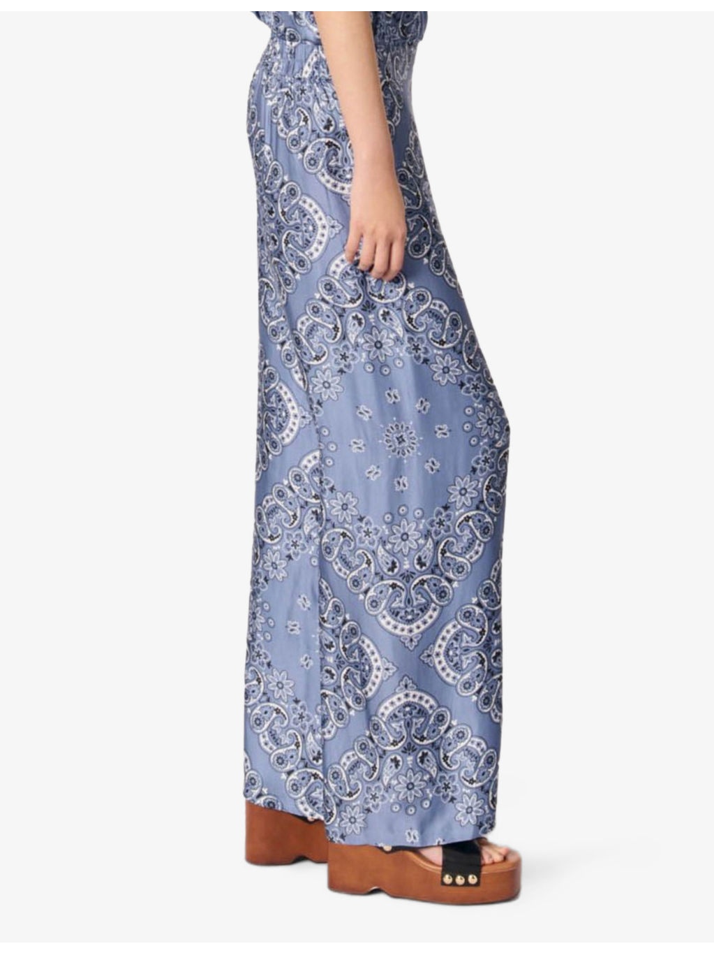 Bandana-Pattern Wide-Leg Satin Trousers - 3