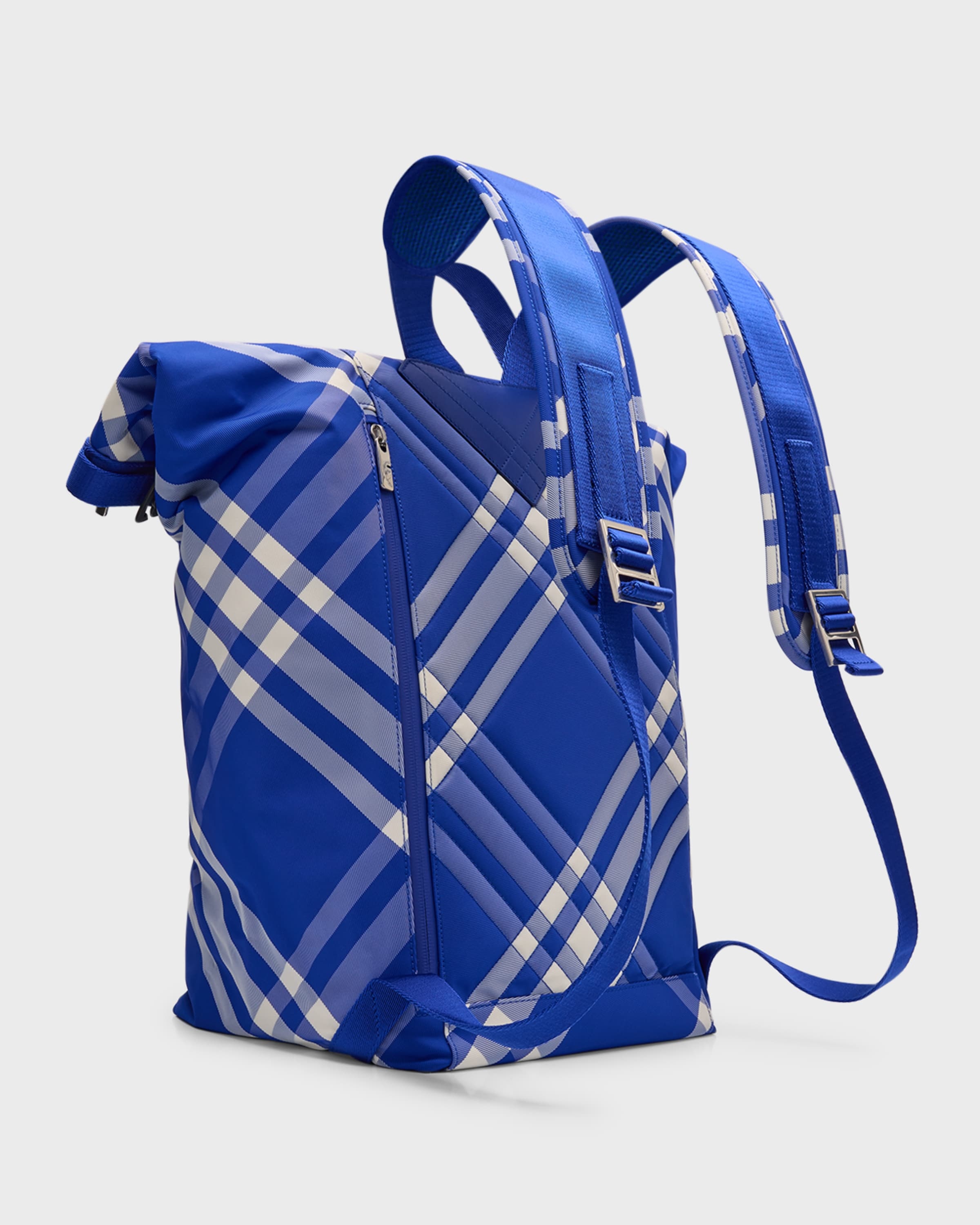 Men's Check Roll-Top Backpack - 4