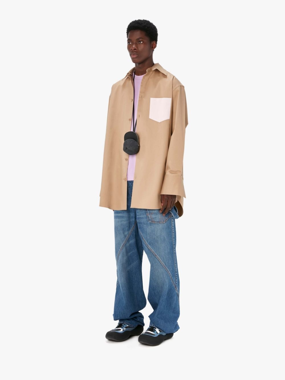 CONTRAST PATCH POCKET OVERSIZED SHIRT - 4