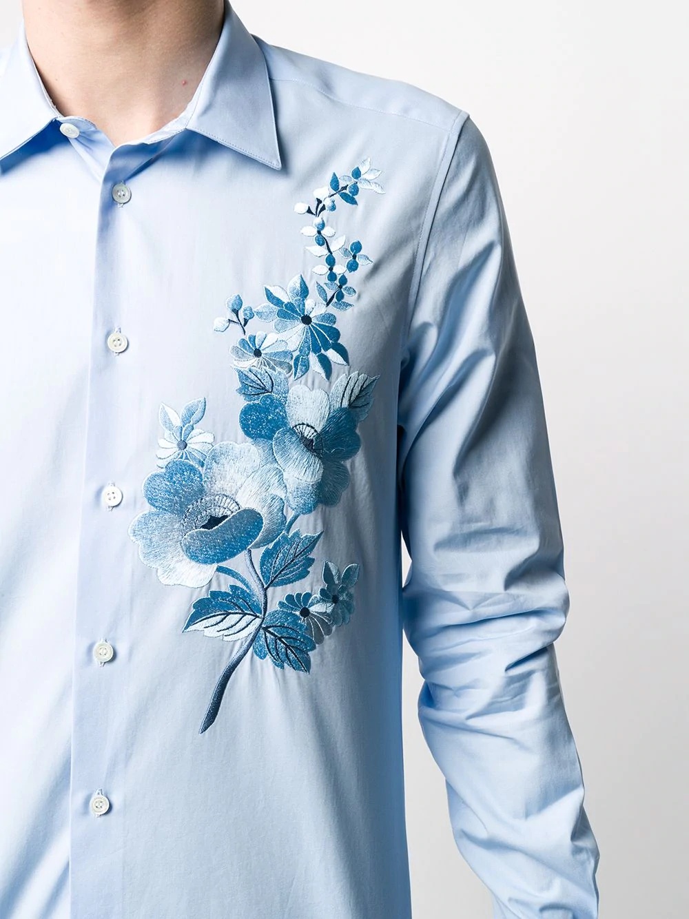 tonal floral embroidered shirt - 5