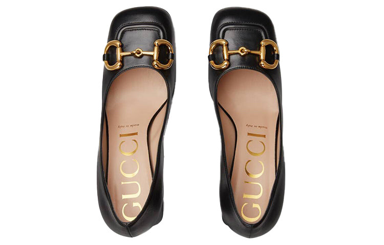 (WMNS) Gucci Mid-heel Pump with Horsebit 'Black Leather' 643886-C9D00-1000 - 3