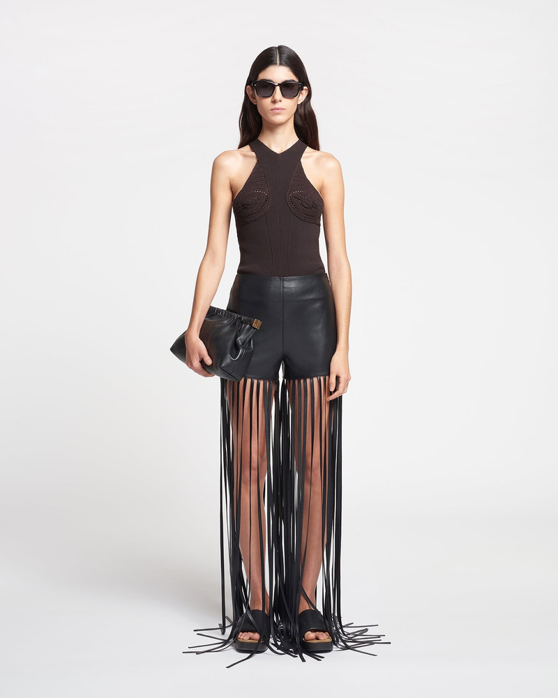 Fringed Regenerated Leather Shorts 3