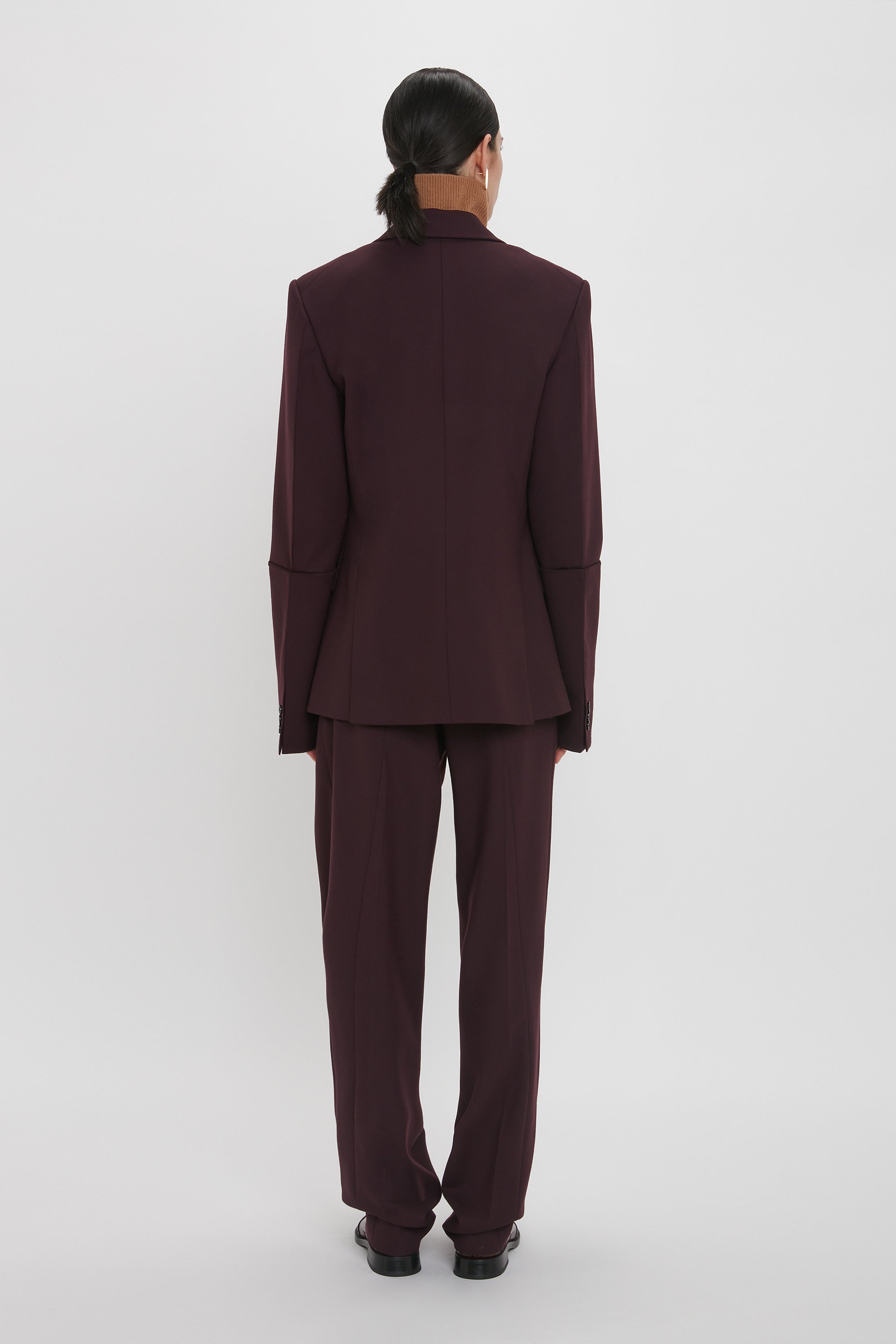 Sleeve Detail Patch Pocket Jacket In Deep Mahogany - 4