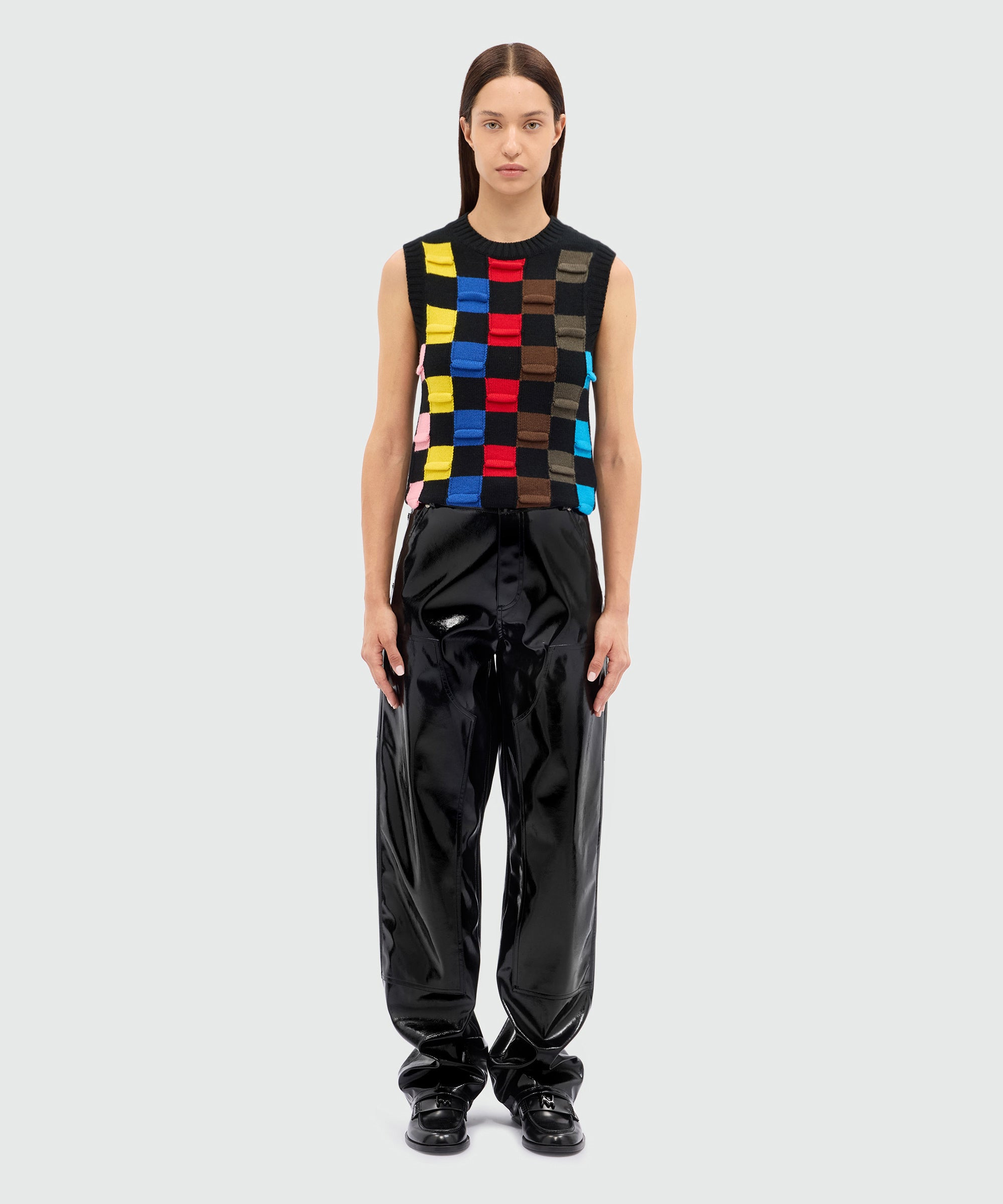 Black vinyl baggy trousers - 2