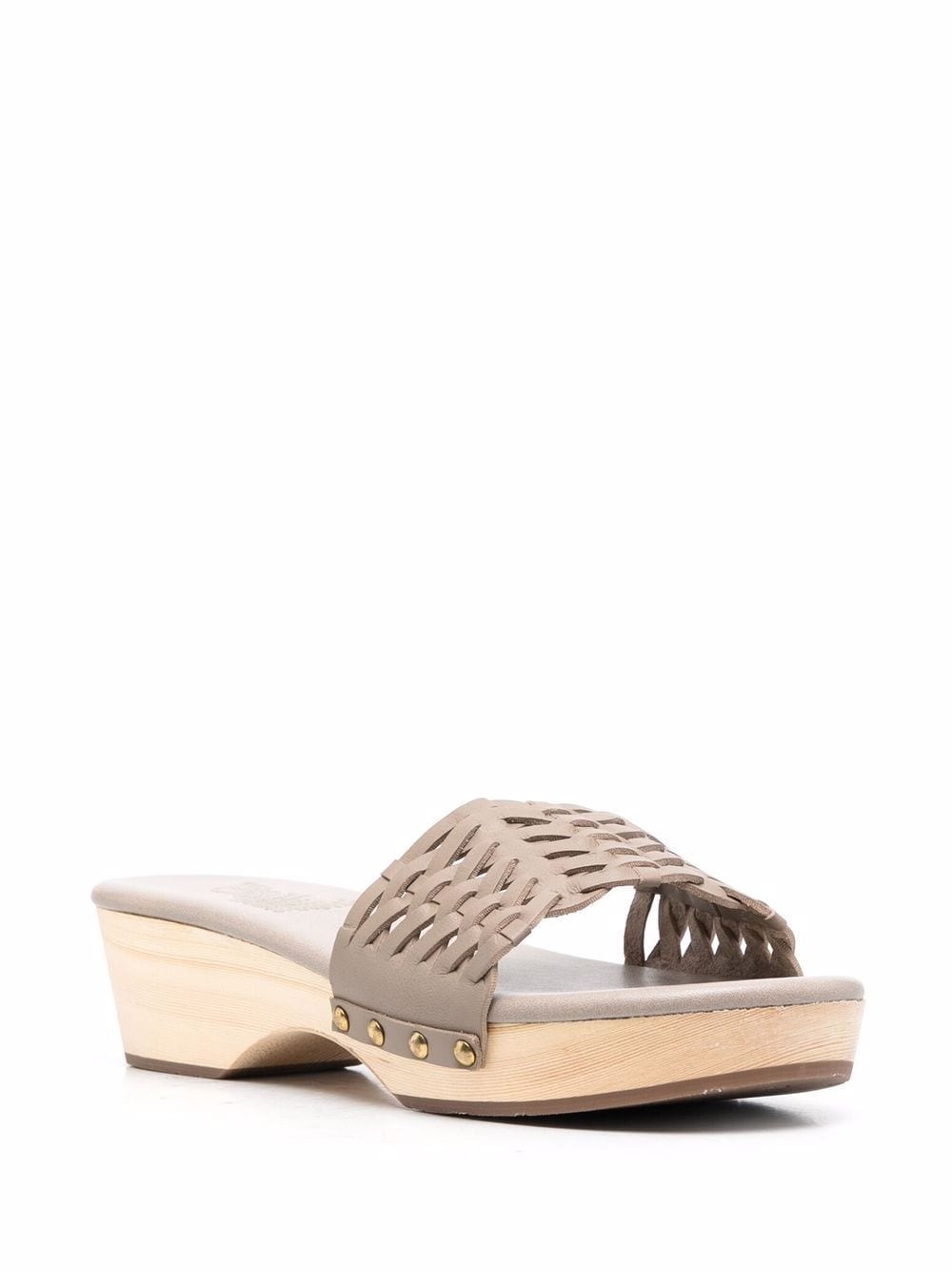interwoven-detail leather clogs - 2