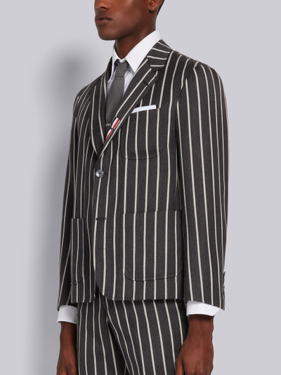 Thom Browne Dark Grey Wool Cotton Blend Bold Stripe Twill Unconstructed Sack Jacket outlook