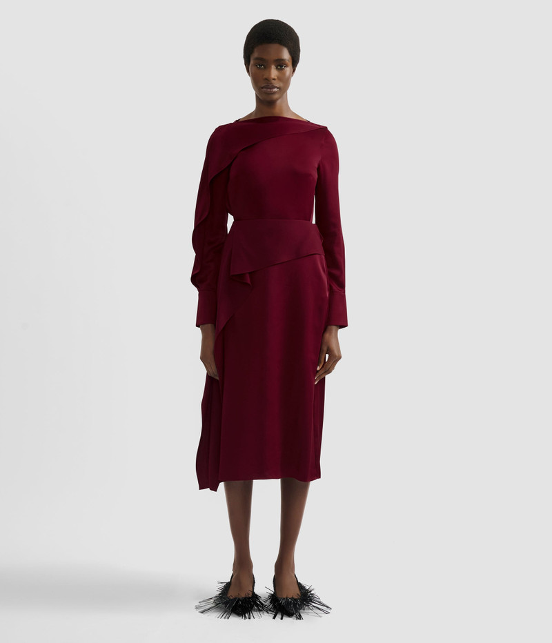 SATIN CADY DRAPED MIDI SKIRT 4