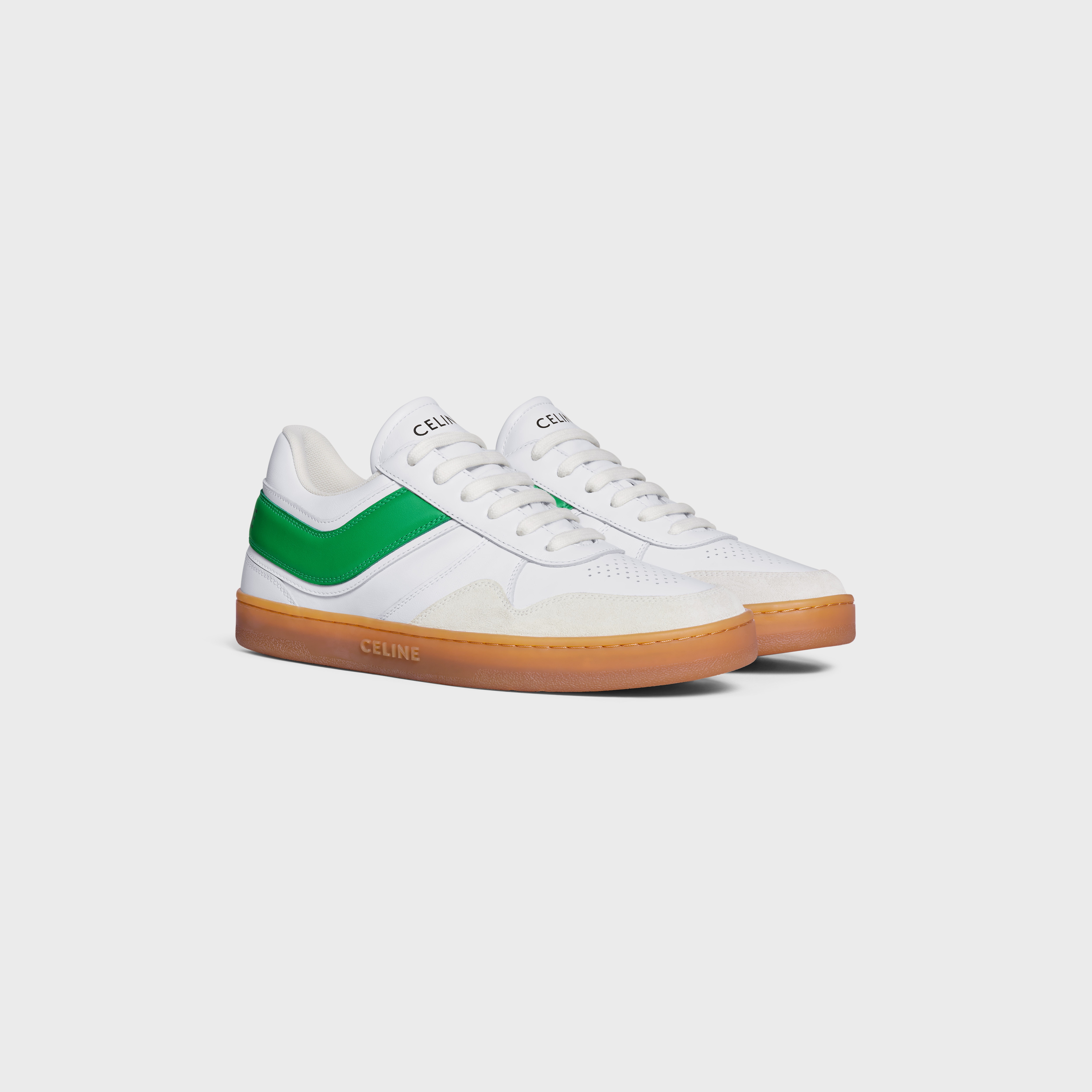 CELINE TRAINER LOW LACE-UP SNEAKER in CALFSKIN AND SUEDE CALFSKIN - 2