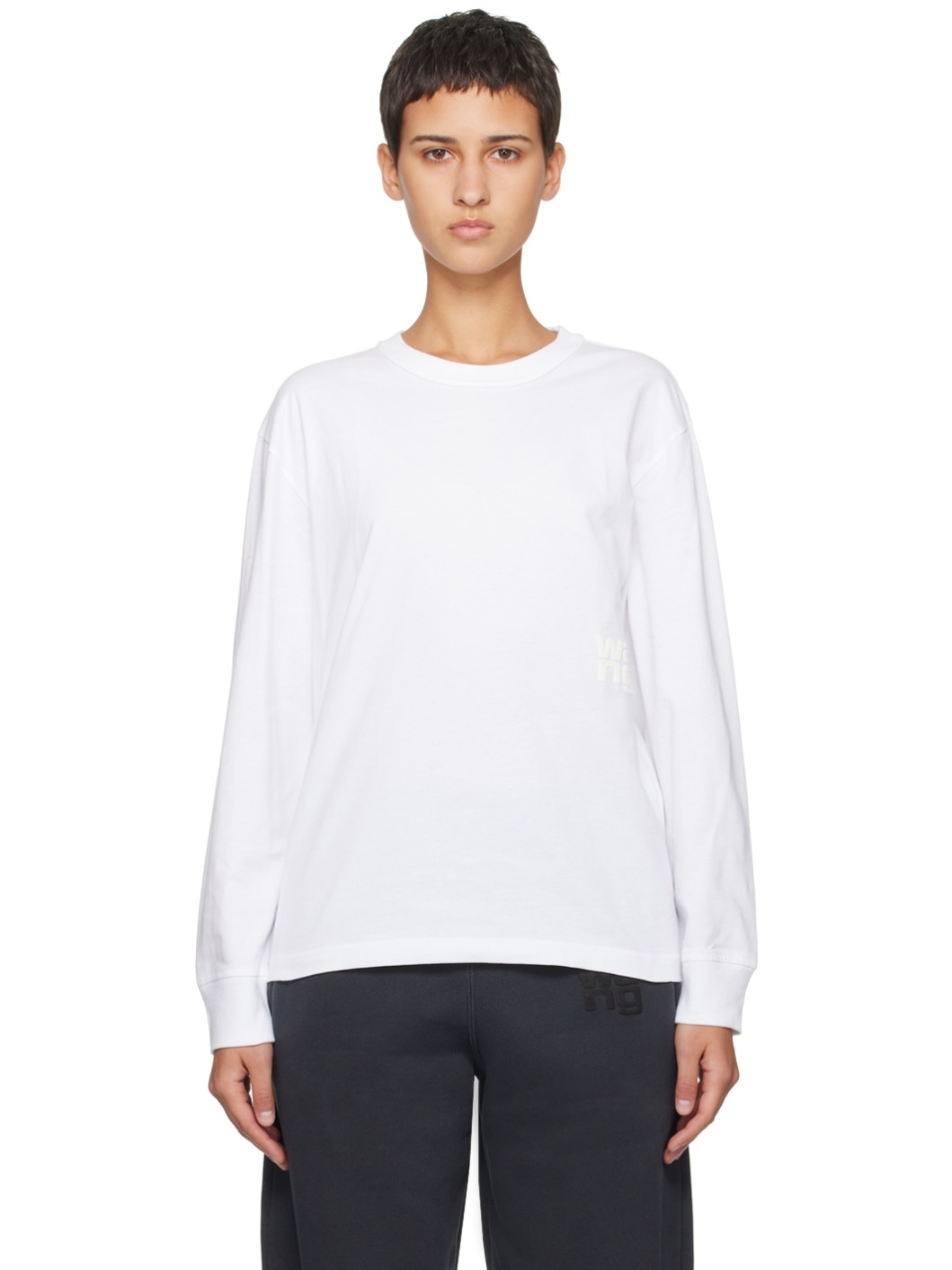 White Puff Long Sleeve T-Shirt - 1