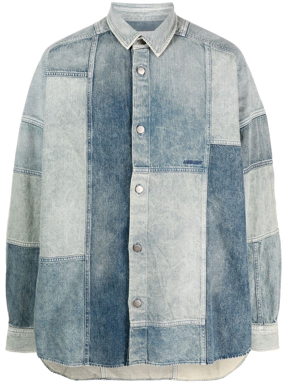 patchwork denim shirt - 1