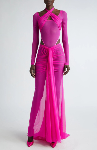 LaQuan Smith Ruched One-Shoulder Midi Dress outlook