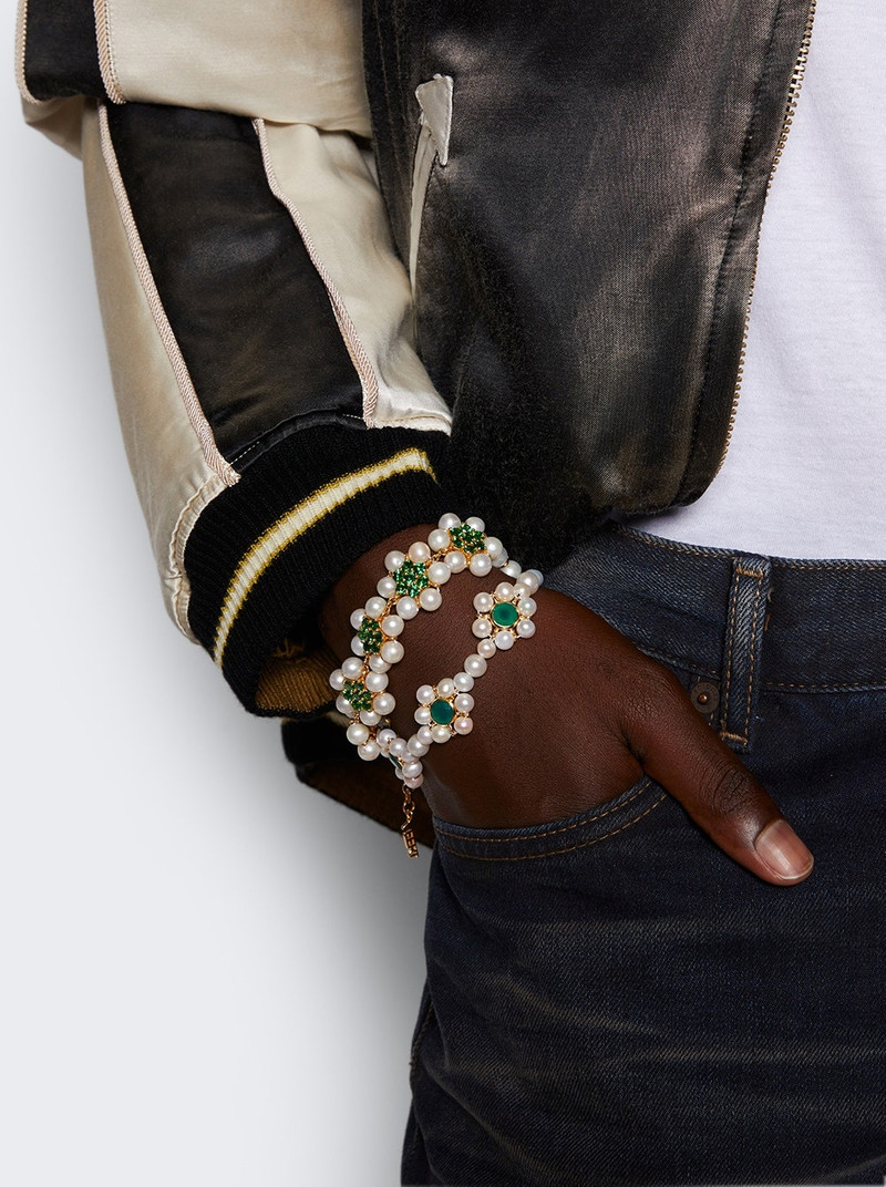 VEERT The 42 Pearl Green Flower Bracelet Yellow Gold outlook