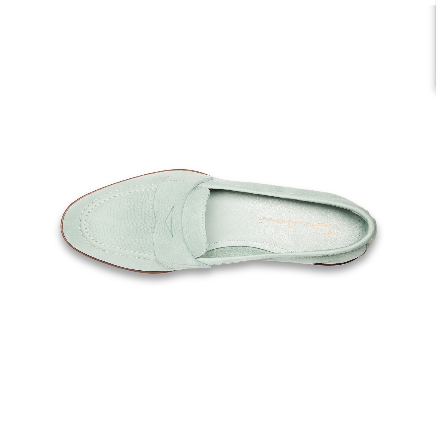 Women's light blue nubuck penny loafer - 5