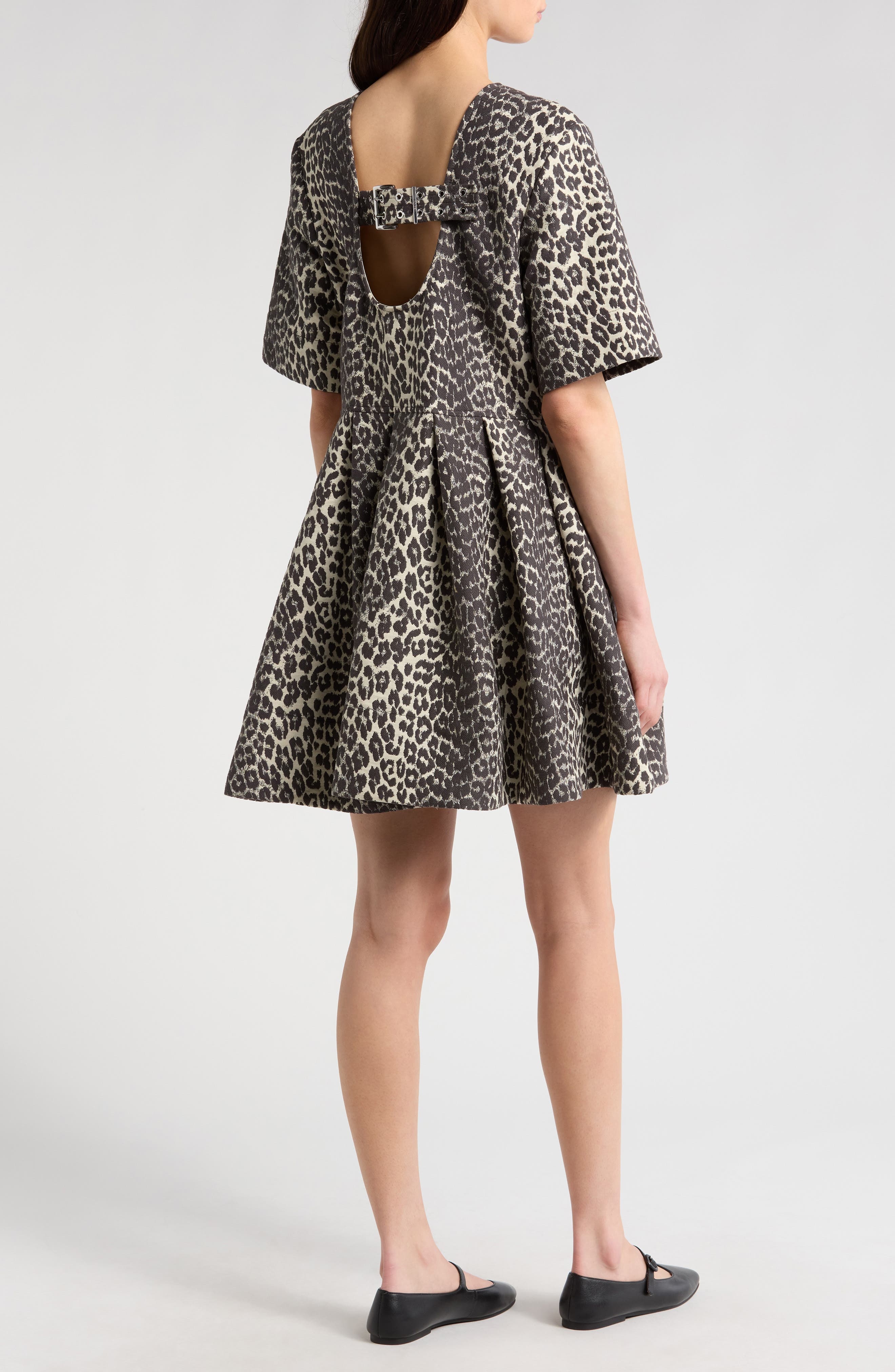 Ganni Leopard Jacquard Organic Cotton Skater Dress at Nordstrom - 2