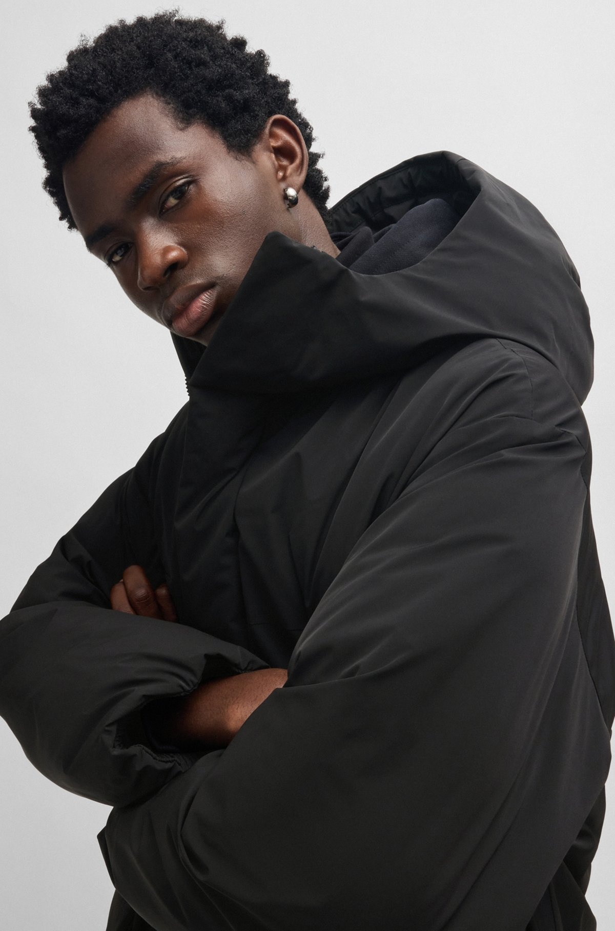 WATER-REPELLENT PARKA JACKET IN SUPERBLACK FABRIC - 3
