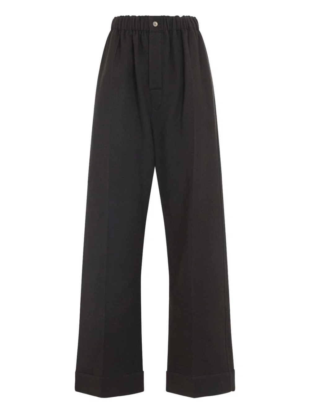 elasticated-waist cuffed straight trousers - 1