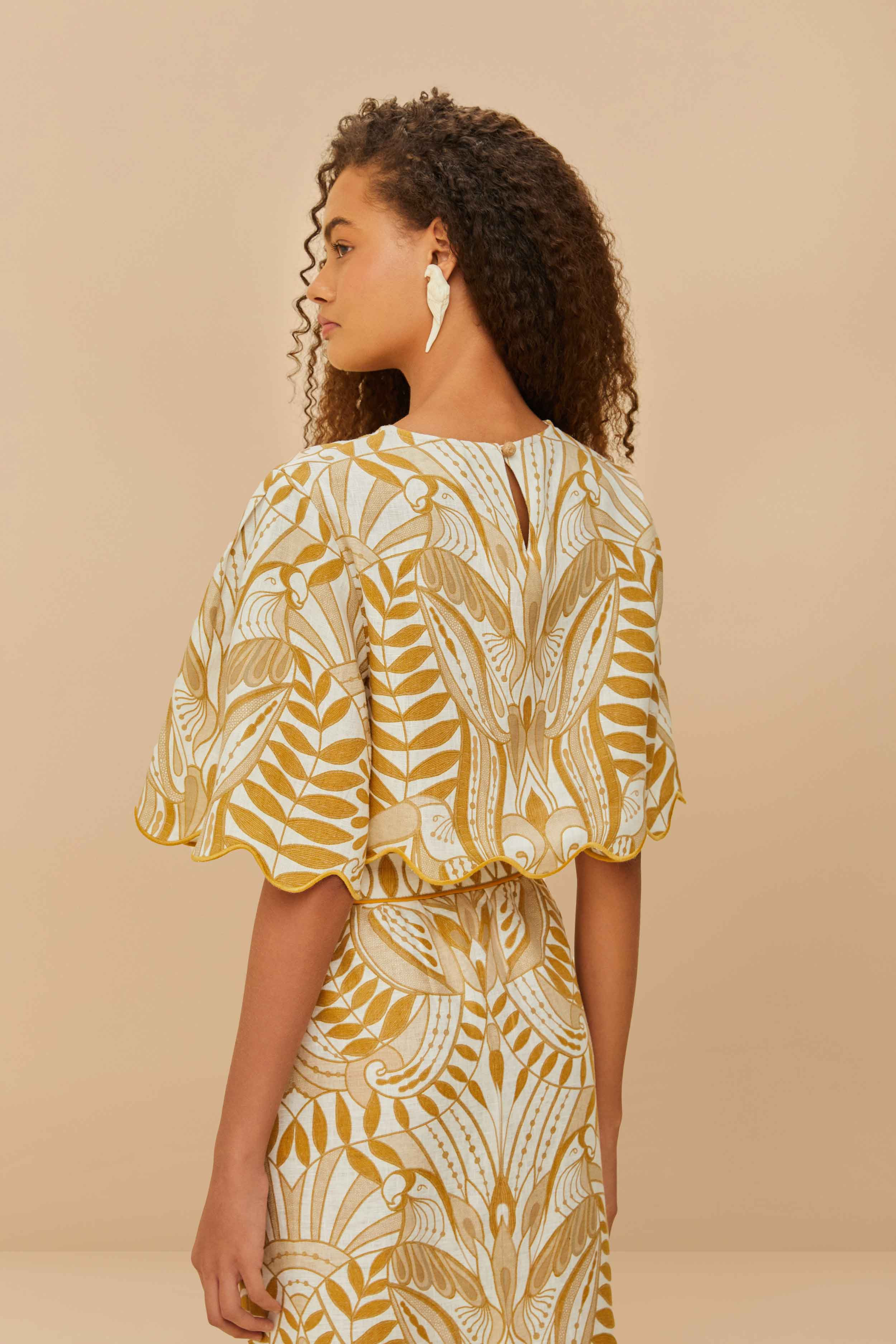 Off-White Lace Nature Euroflax™ Premium Linen Blouse - 4