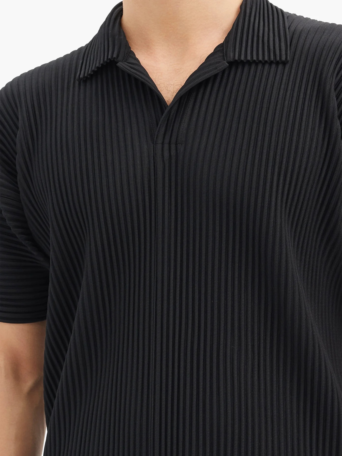 Technical-pleated polo shirt - 3