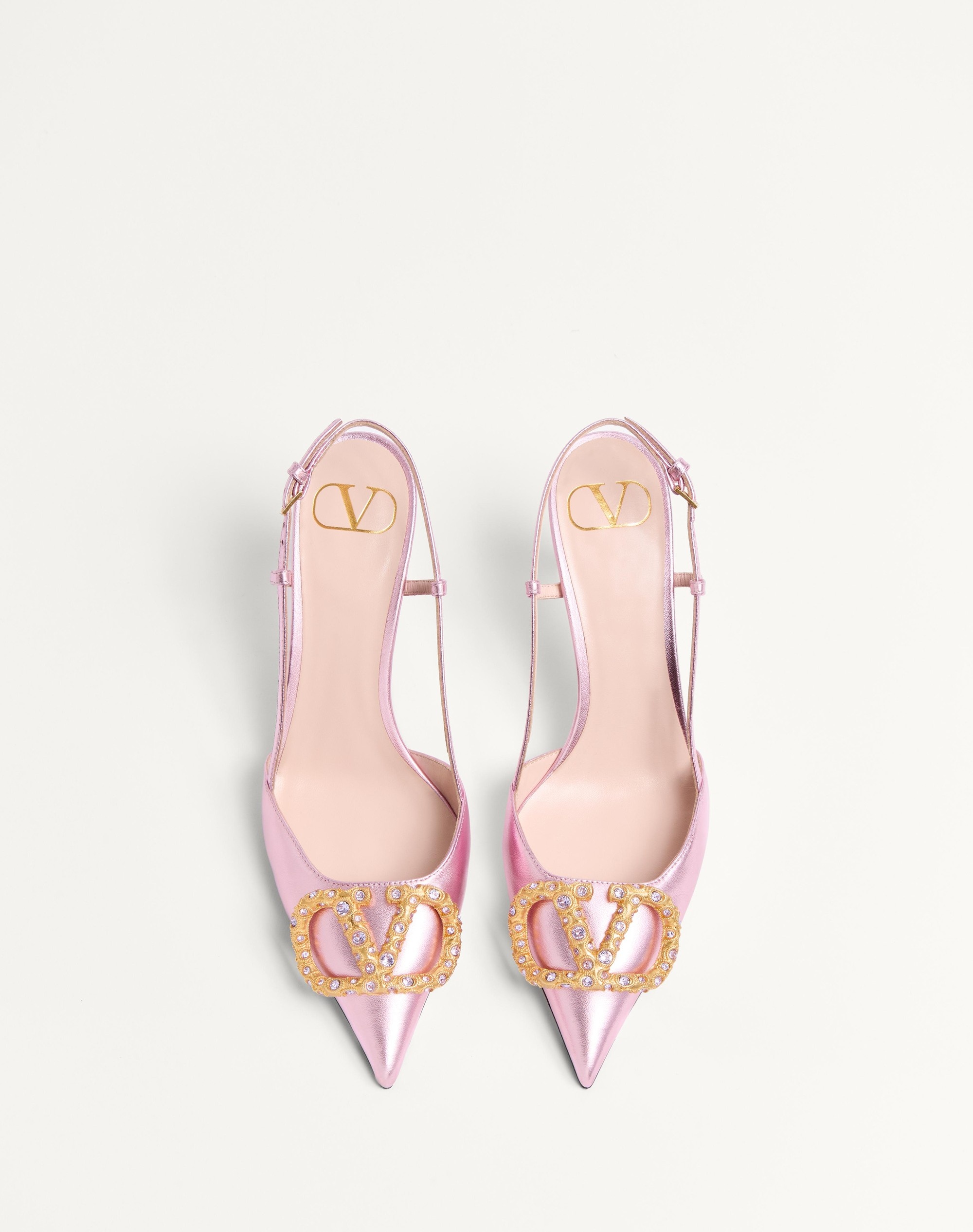 VLOGO SIGNATURE SLINGBACK PUMP IN LAMINATED NAPPA LEATHER 80MM - 4