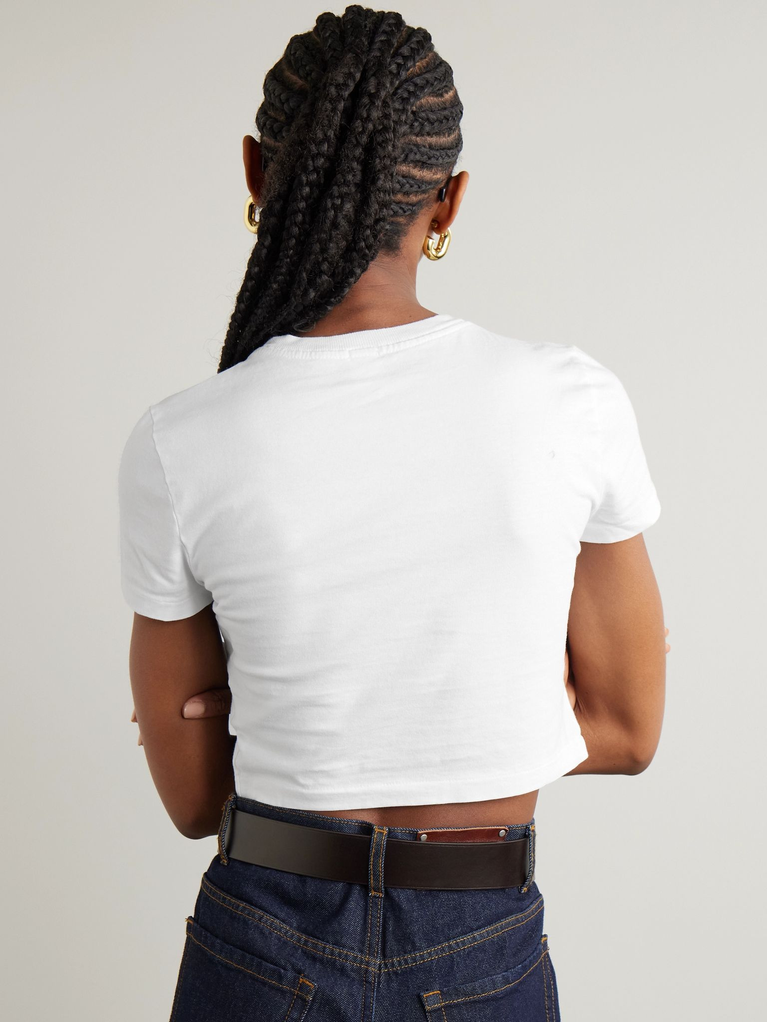 + Hanes Micro cropped cotton-jersey T-shirt White - 3