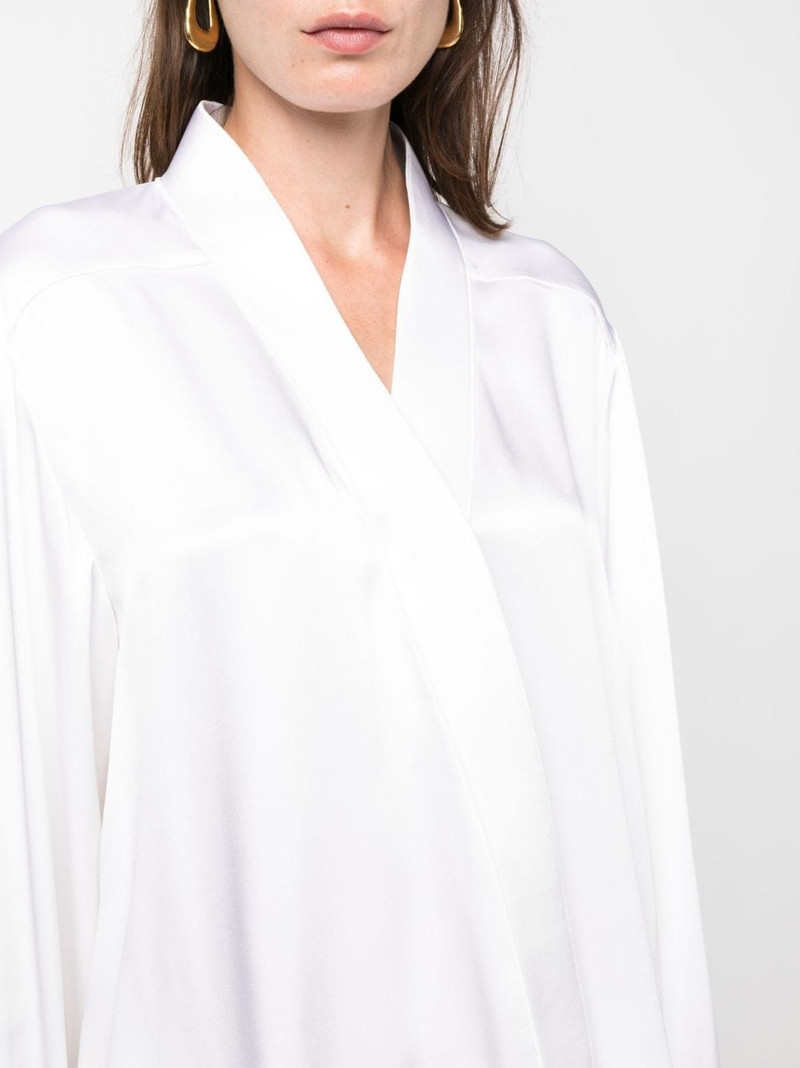 V-neck long-sleeves silk shirt 5