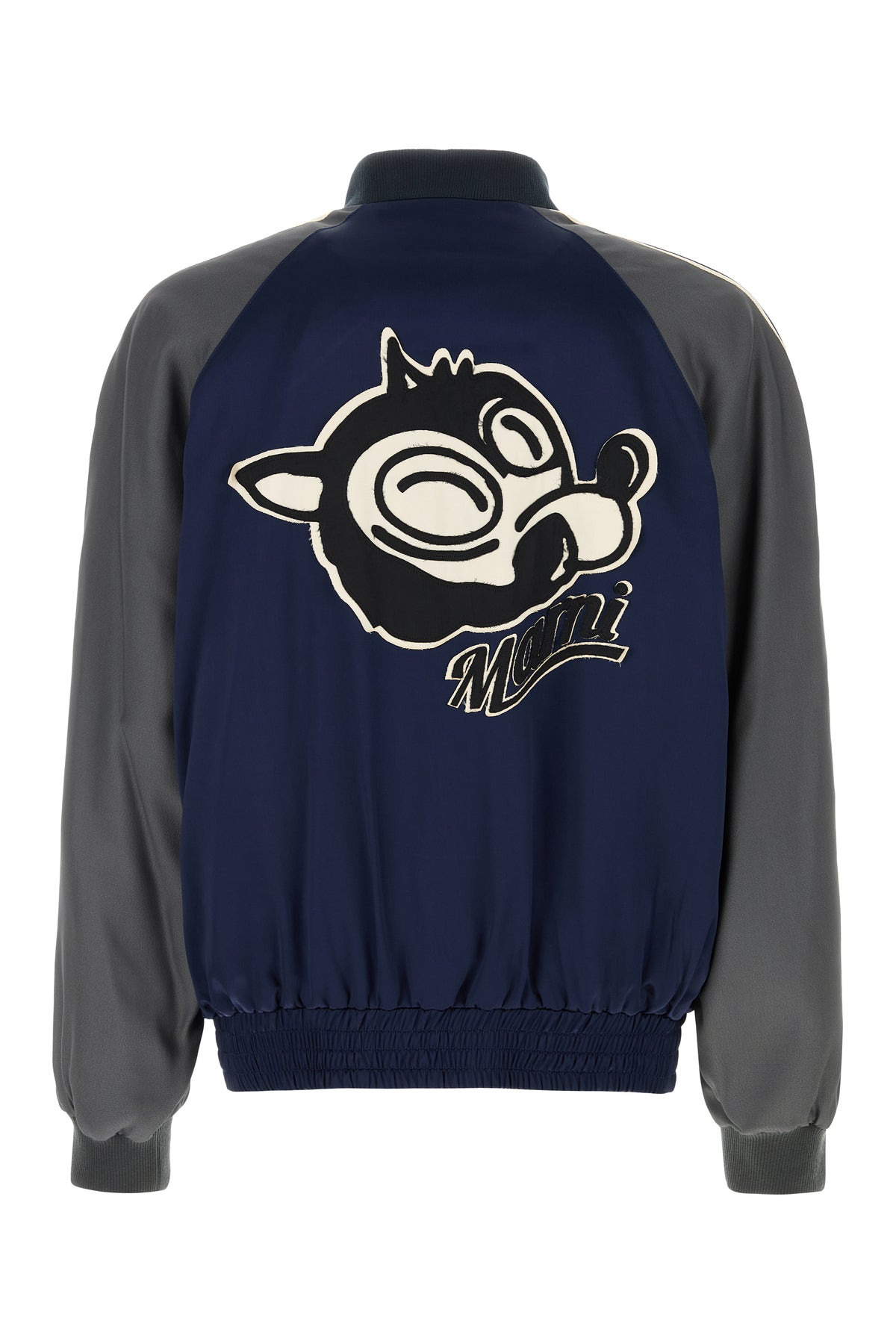 Navy blue satin bomber jacket - 2