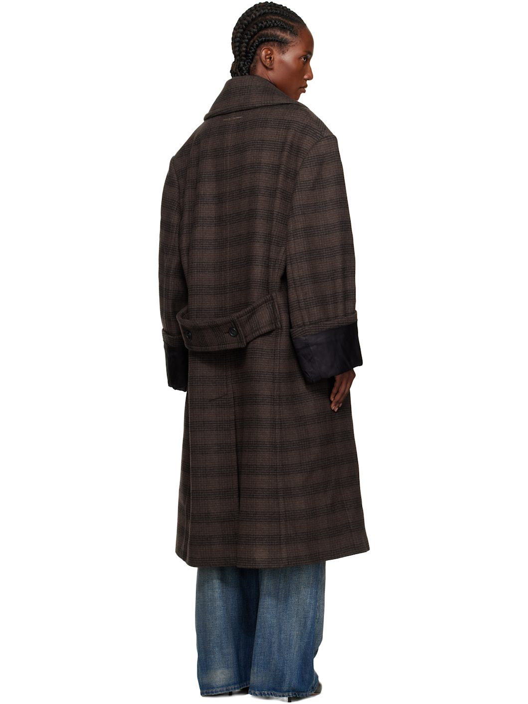 Brown & Black Checked Coat - 3