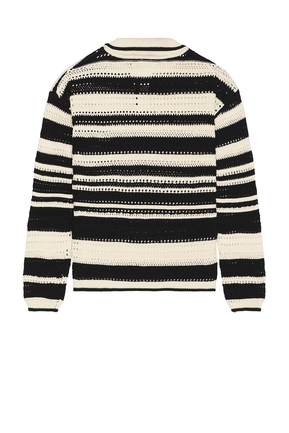 Crochet Long Sleeve Polo Shirt - 2