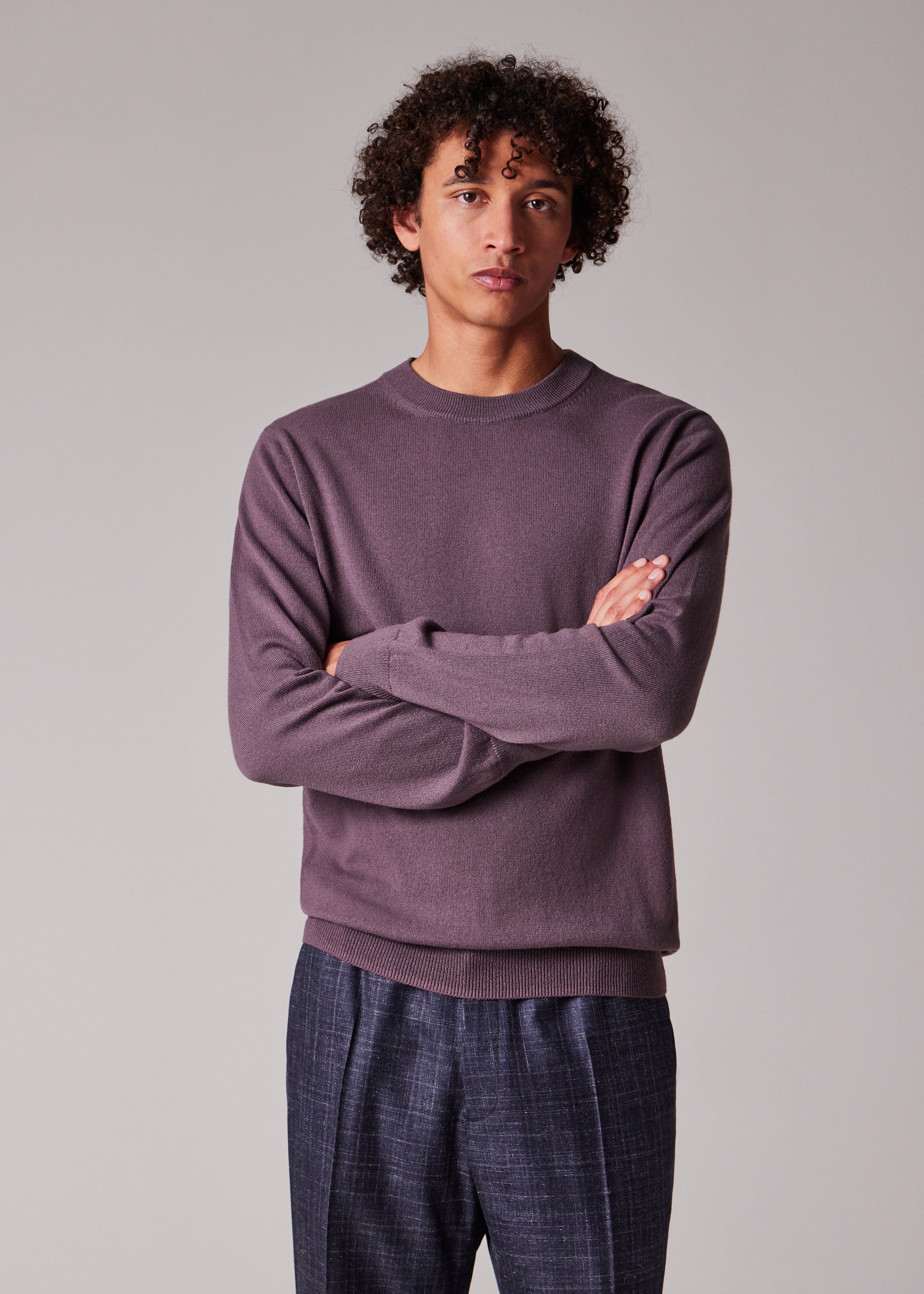 Mauve Cashmere Crew Neck Sweater - 5