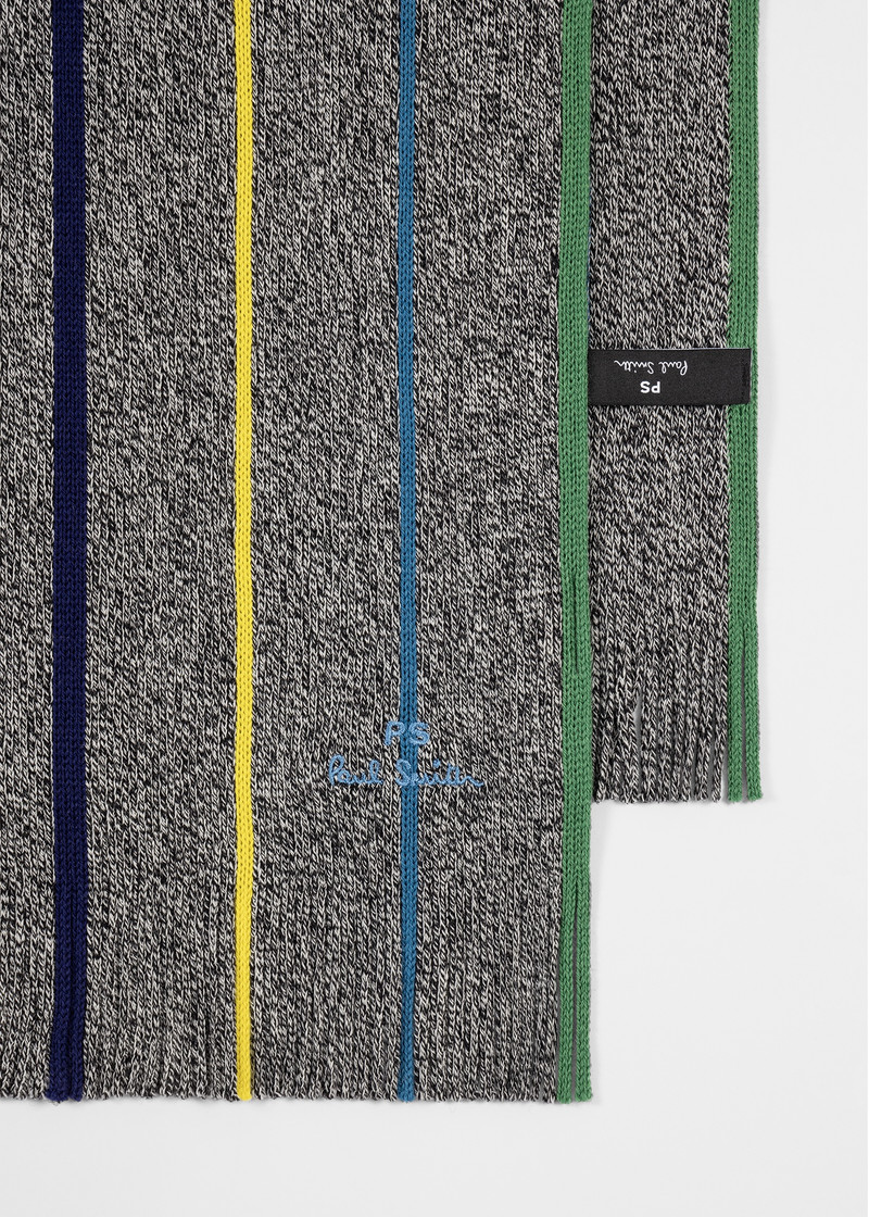 Paul Smith Grey Merino Wool 'Sports Stripe' Scarf outlook