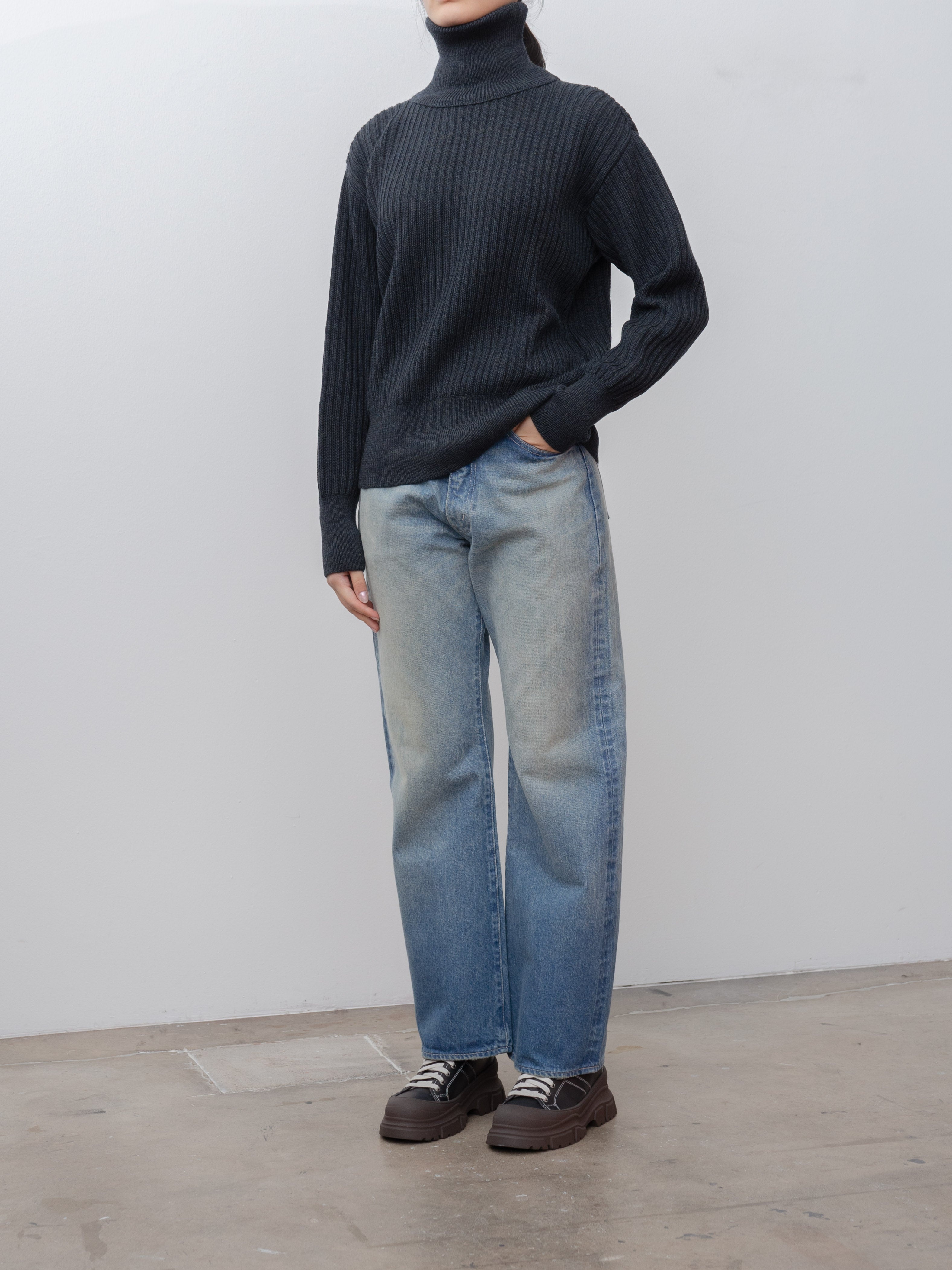 Selvedge Faded Heavy Denim Pants - Faded Indigo - 3