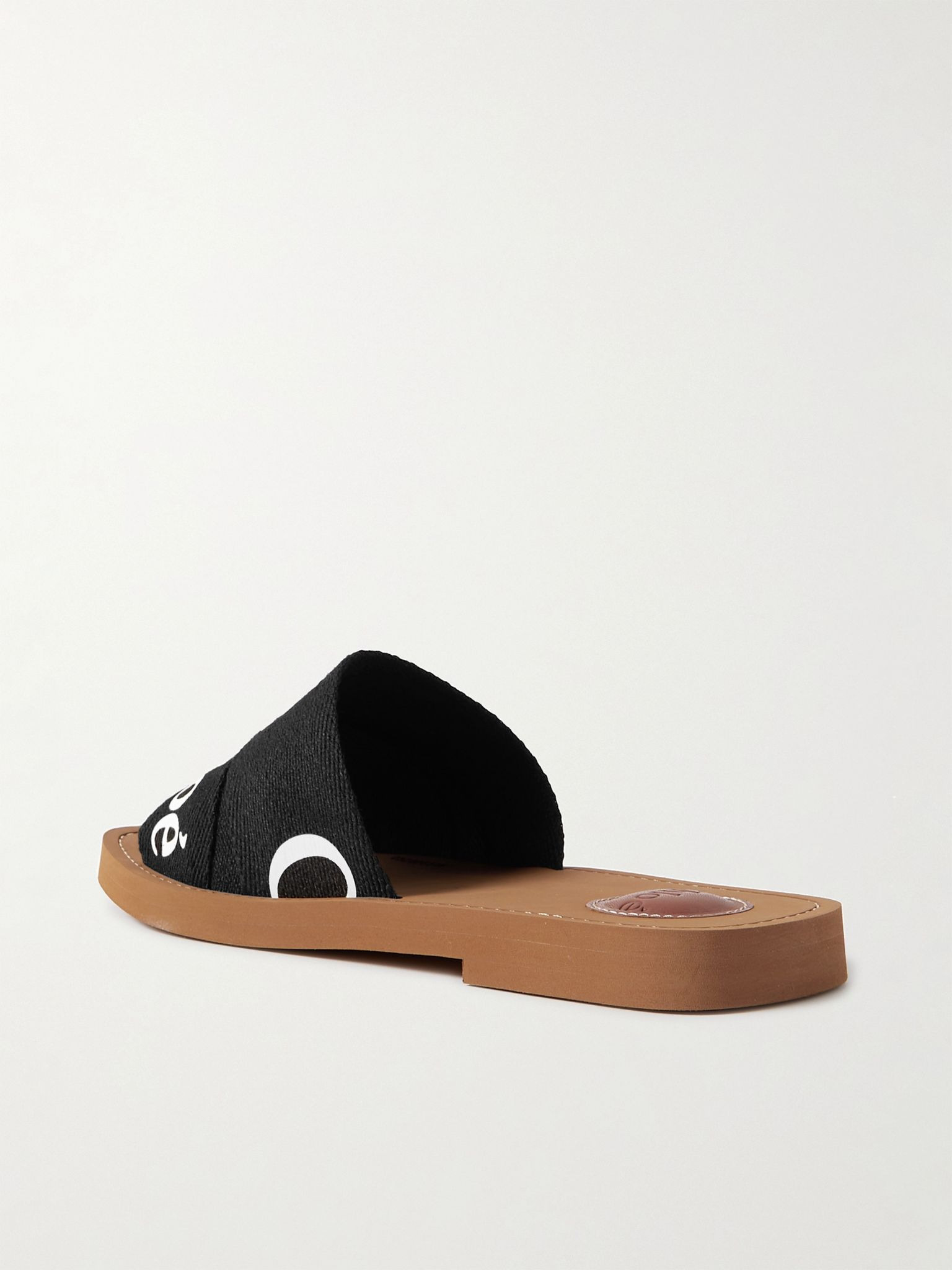 Woody logo-print canvas slides Black - 3