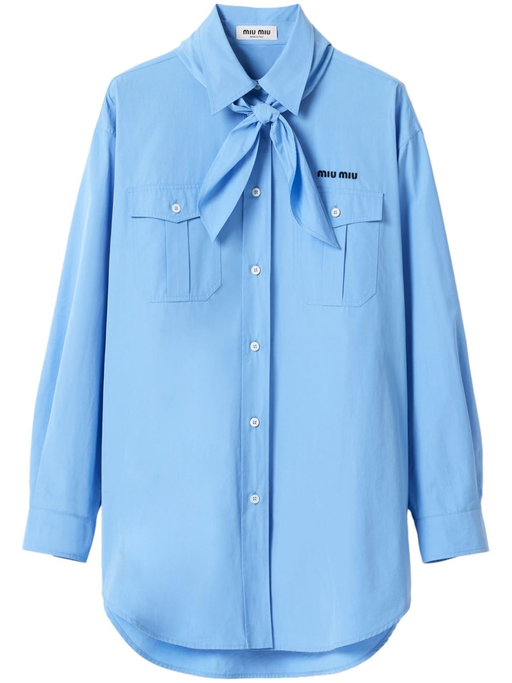 scarf-detail poplin shirt - 1