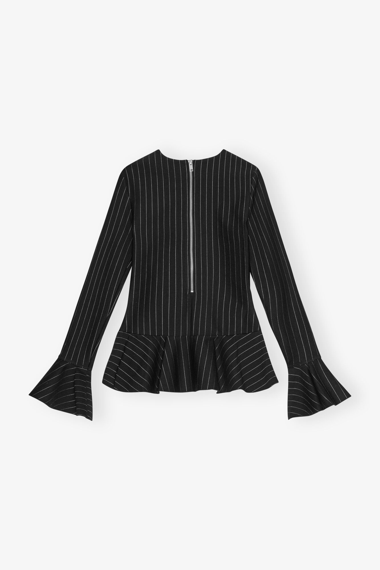 BLACK PINSTRIPE PEPLUM BLOUSE - 6