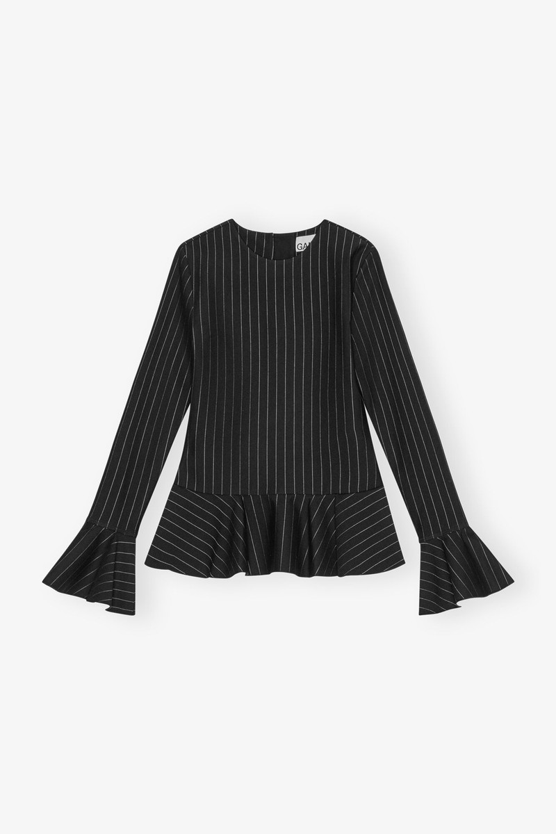 BLACK PINSTRIPE PEPLUM BLOUSE 1