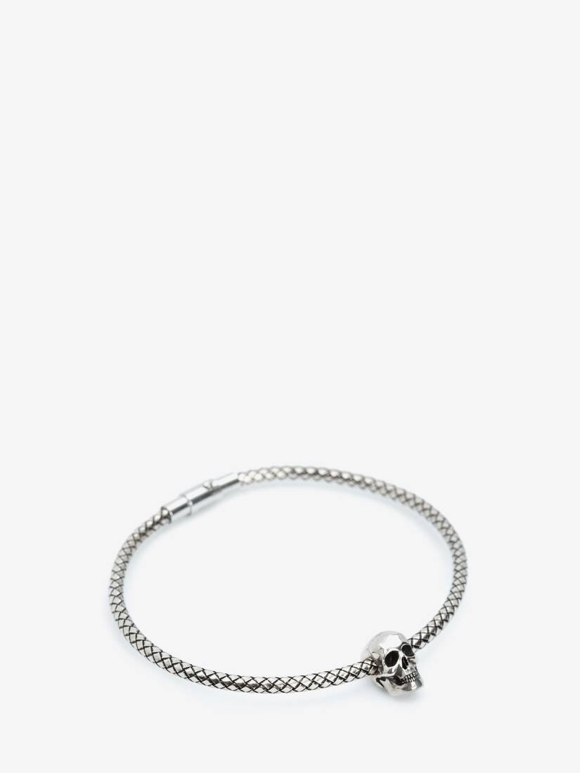 Metal Cord Skull Bracelet in Antique Silver - 2