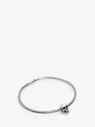 Alexander McQueen Metal Cord Skull Bracelet in Antique Silver outlook