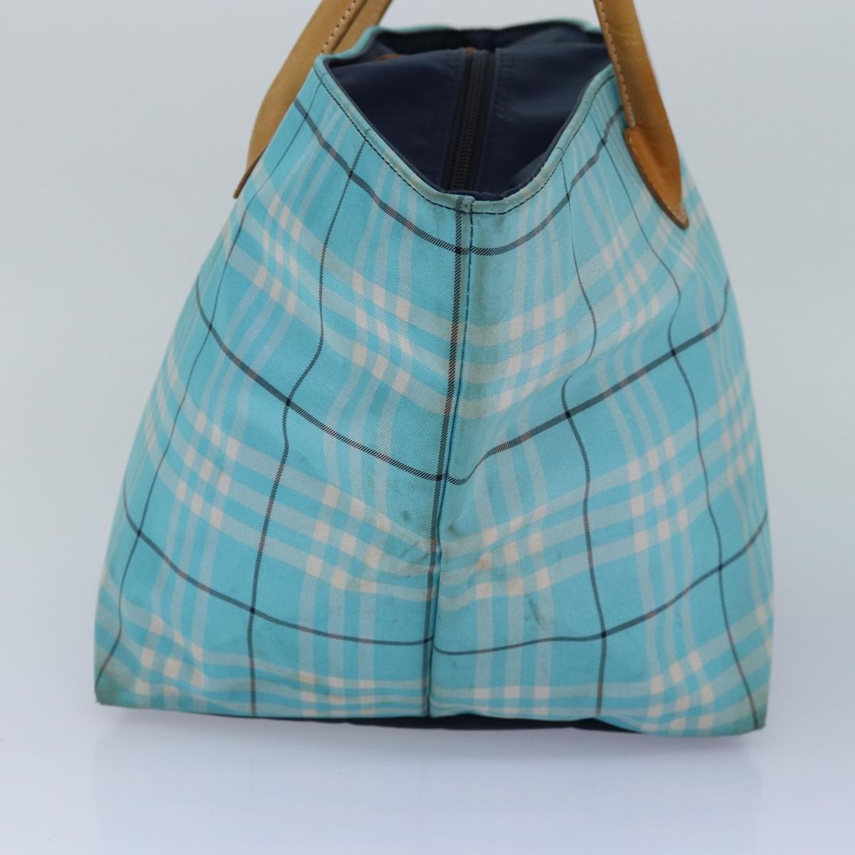 Burberry Nova Check Blue Label Tote Bag Nylon Light Blue Silver - 2