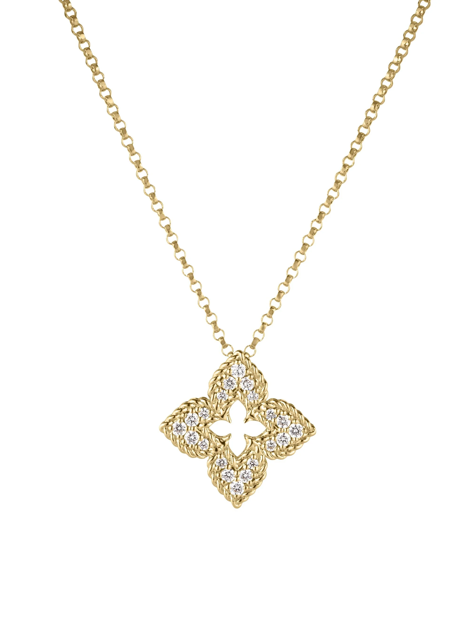 Women's Venetian Princess 18K Yellow Gold & 0.15 TCW Small Flower Pendant Necklace - Yellow Gold - 1