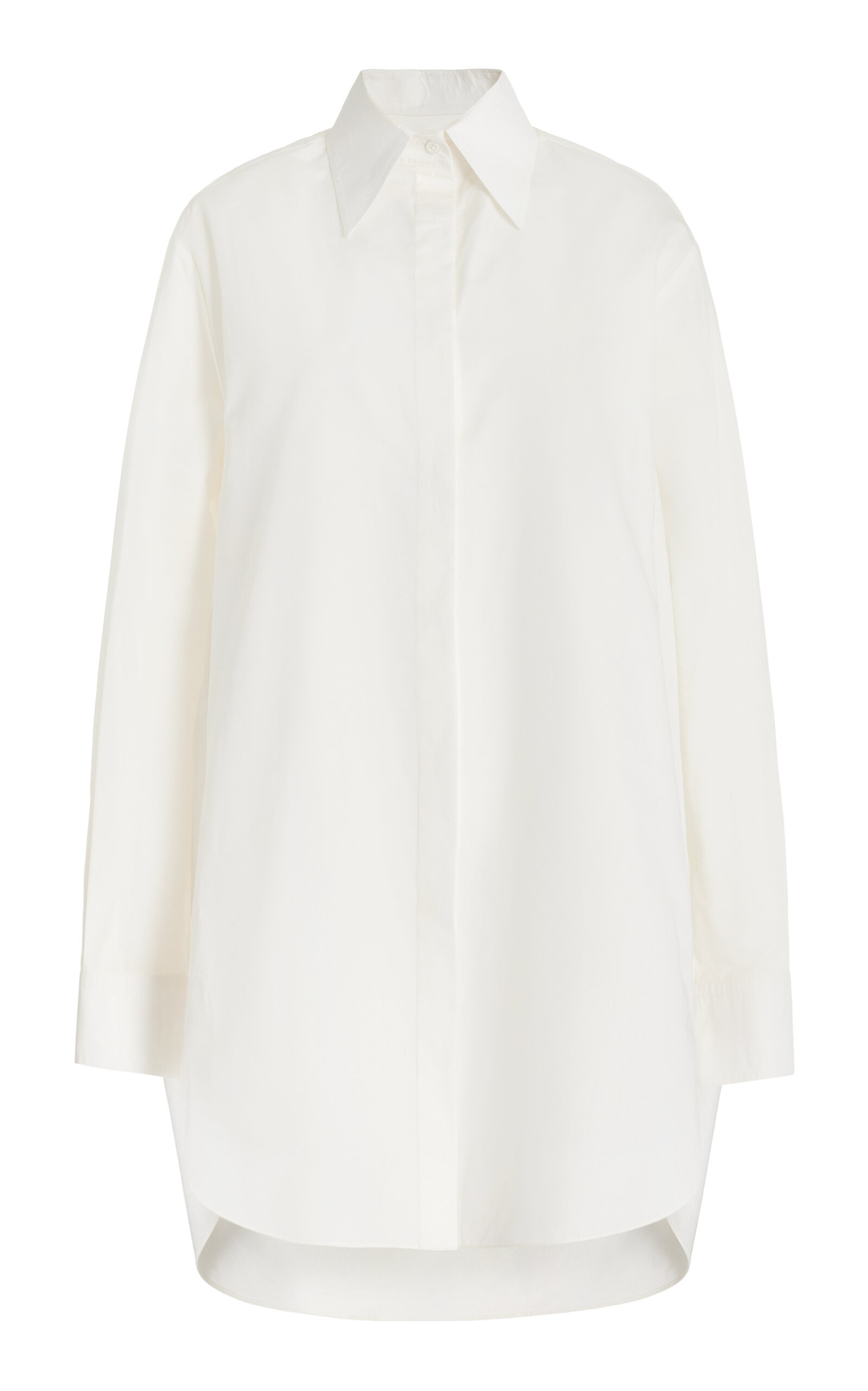 The Phillipa Cotton-Silk Shirt Dress white - 1