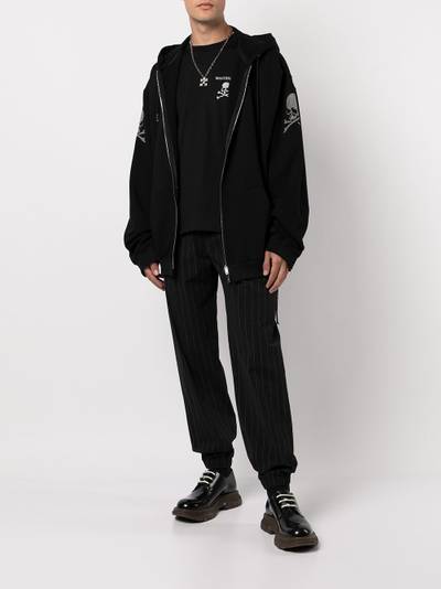 MASTERMIND WORLD crystal embellished skull zip-front hoodie outlook