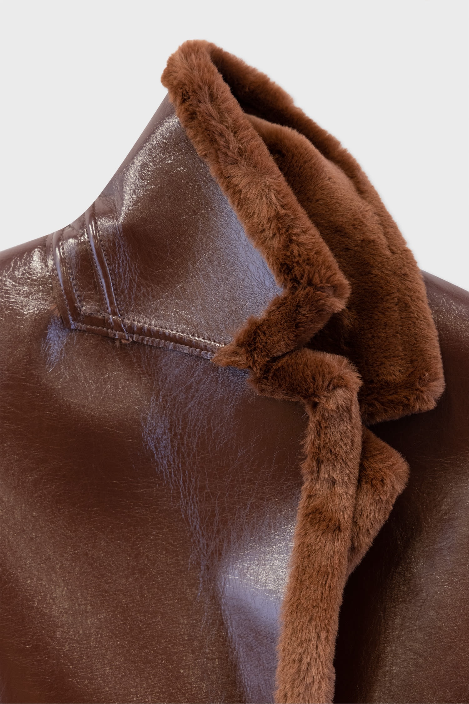 Faux-Leather Pea Coat - 3