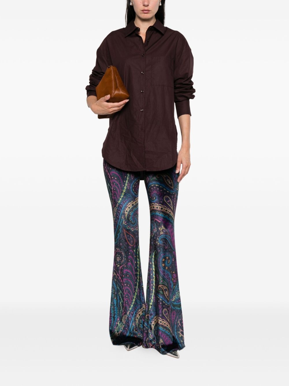 paisley-print velvet trousers - 2